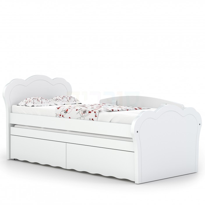 מיטת ילדים וונילה דגם 80-90 ס"מ כוללת מיטת חבר ומגירות