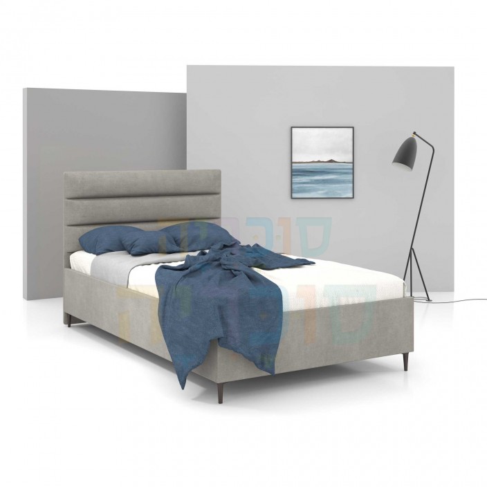מיטת יחיד דגם אינדיאנה בד Light gray כולל ארגז מצעים 