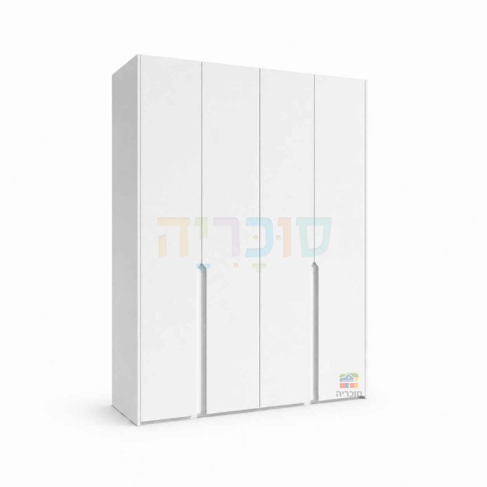 ארון 4 דלתות דגם גולי ברוחב 160 ס"מ: גימור לבן עם ידית חריטה אינטגרלית
