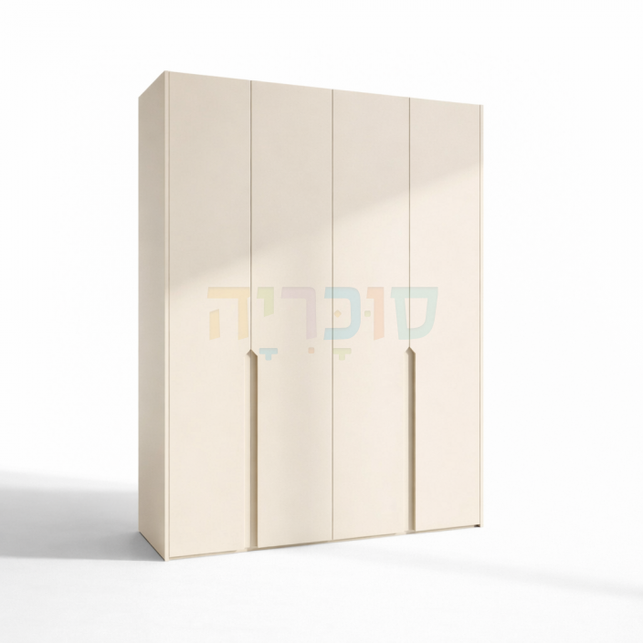 ארון 4 דלתות דגם גולי ברוחב 160 ס"מ: גימור סהרה עם ידית חריטה אינטגרלית
