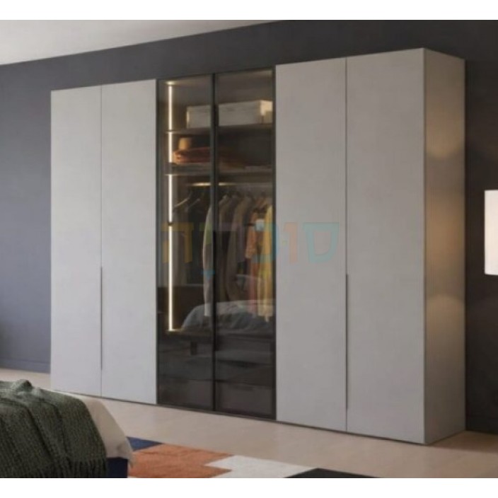 ארון 6 דלתות דגם סטייל רוחב 240 ס"מ בגוון אפור גב שיש: עיצוב פרימיום ואלומיניום