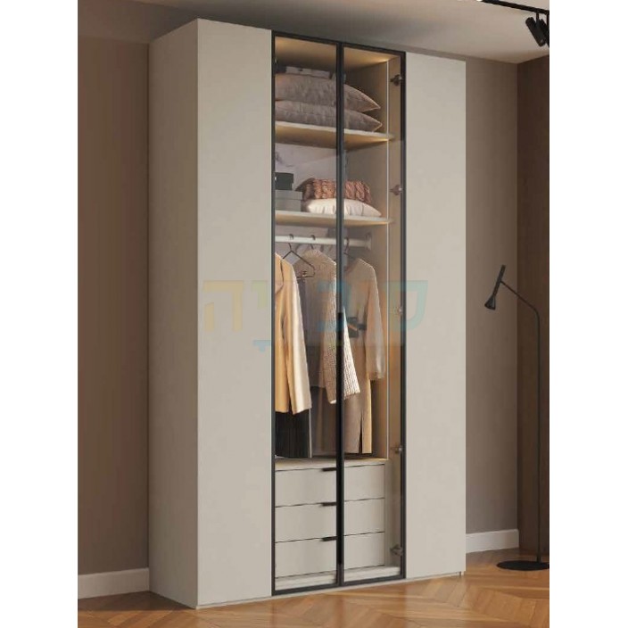 ארון הזזה דגם שרלוט ברוחב 160 ס"מ, עיצוב בוטיק מודרני בסטנדרט פרימיום וייצור כחול לבן