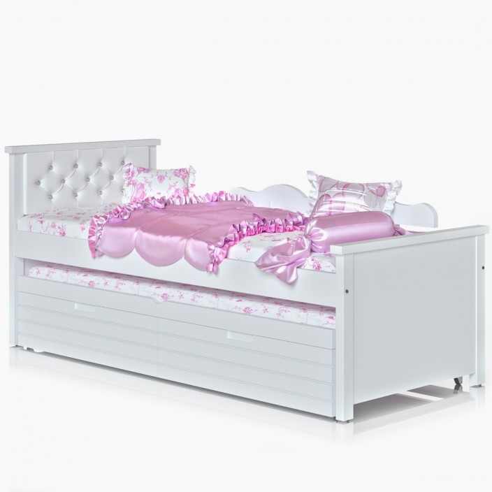מיטת ילדים דגם  דייזי 80-90 ס"מ הכוללת מיטת חבר ומגירות