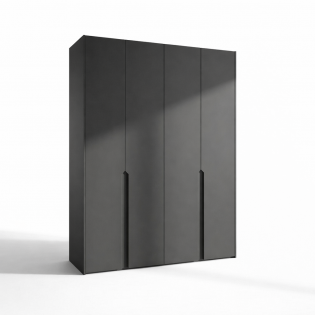 ארון 4 דלתות דגם גולי ברוחב 160 ס"מ: גימור אפור כהה יוקרתי עם ידית חריטה אינטגרלית וייצור כחול לבן