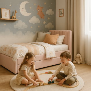 מיטה מרופדת דגם פס