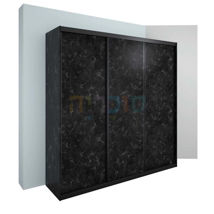 ארון הזזה צבע לבן פרופיל לבן 3 דלתות במידות 180 ס"מ עד 240 ס"מ