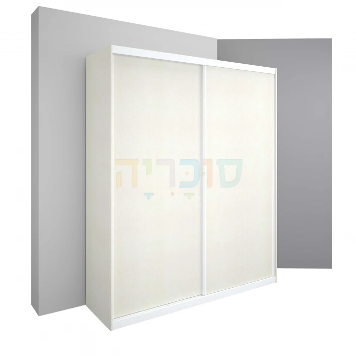 ארון הזזה צבע שקד פרופיל לבן 2 דלתות במידות 100 ס"מ עד 200 ס"מ