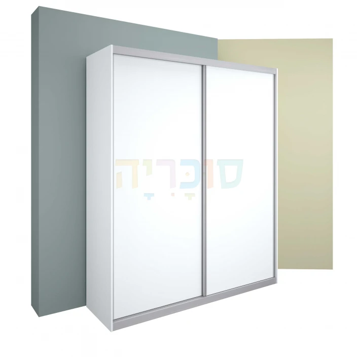ארון הזזה לבן פרופיל ניקל 2 דלתות במידה 160 ס"מ