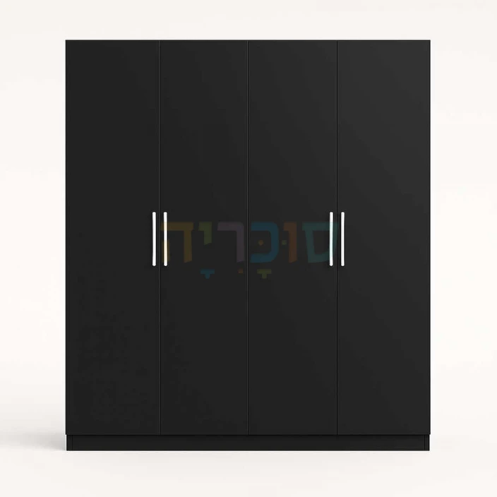 ארון 4 דלתות דגם אסף ברוחב 160 ס"מ: איכות כחול לבן בגימור שחור אלגנטי