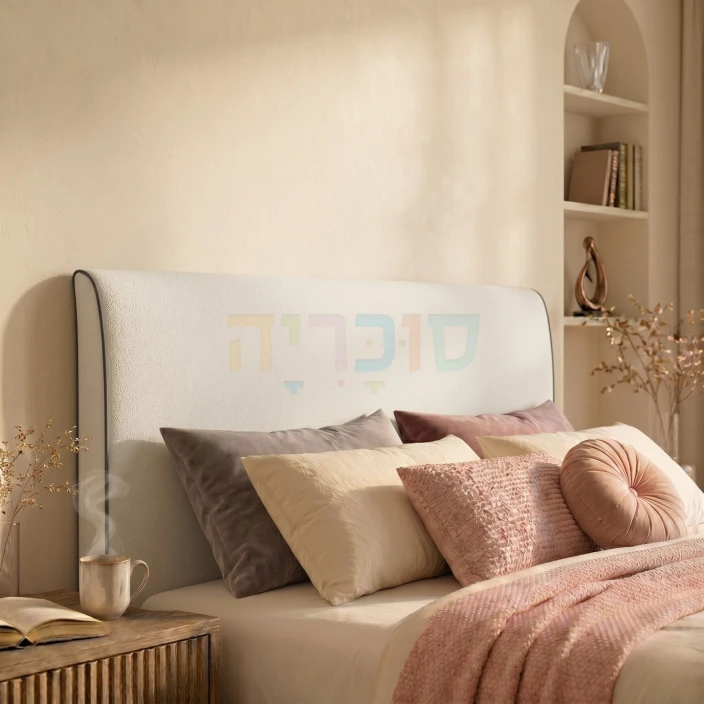 ראש מיטה מרופד דגם סול, מינימליזם נקי עם פייפינג מנוגד בייצור ישראלי