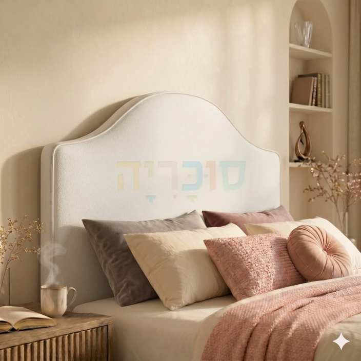 ראש מיטה מרופד דגם לונה, קשת רכה בעיצוב קלאסי נקי בייצור ישראלי
