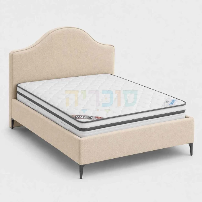 מיטת נוער מרופדת דגם לונה רוחב 120 עד 160 ס"מ, ראש כתר קלאסי בייצור ישראלי