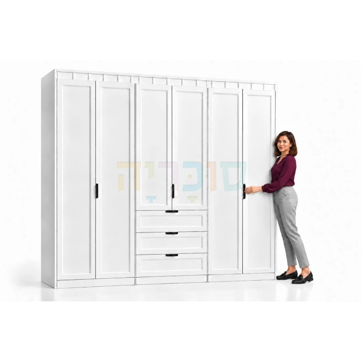 ארון 6 דלתות דגם אגם ברוחב 240 ס"מ