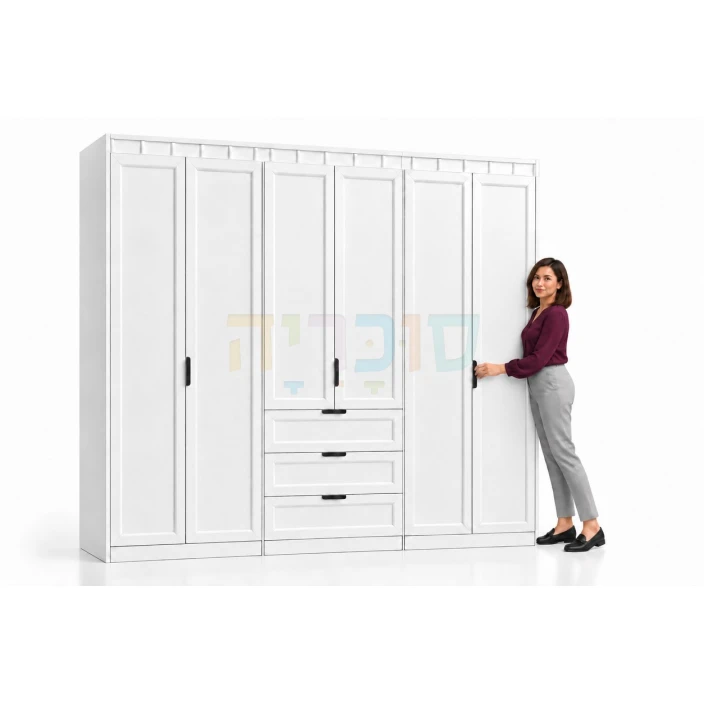 ארון 6 דלתות דגם אגם ברוחב 240 ס"מ