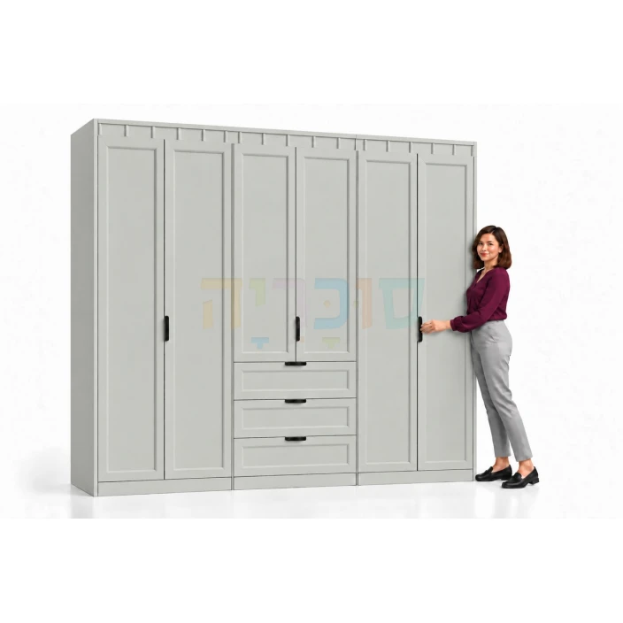 ארון 6 דלתות דגם אגם ברוחב 240 ס"מ