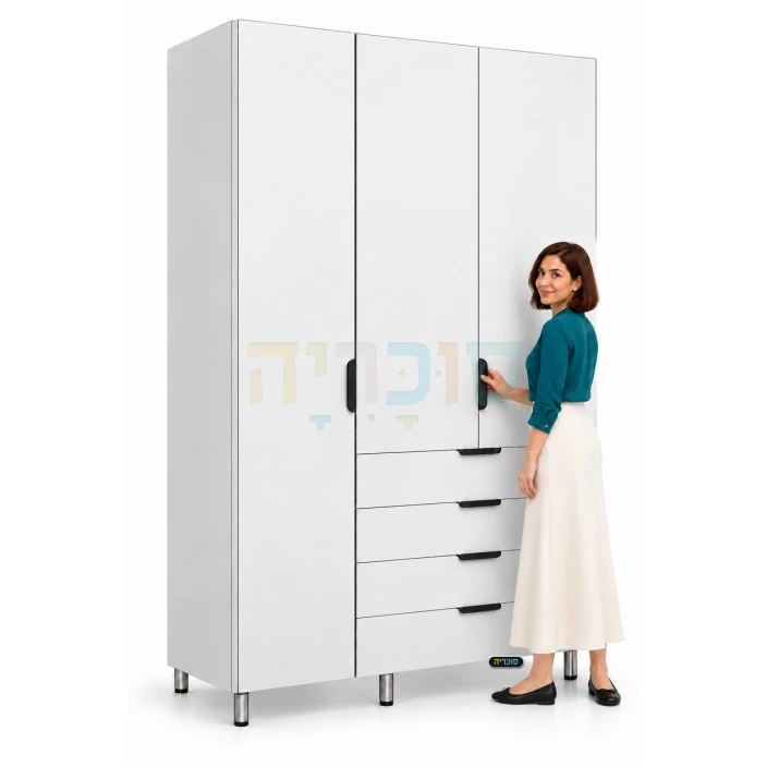 ארון 3 דלתות ו-4 מגירות דגם ספיר ברוחב 120 ס"מ
