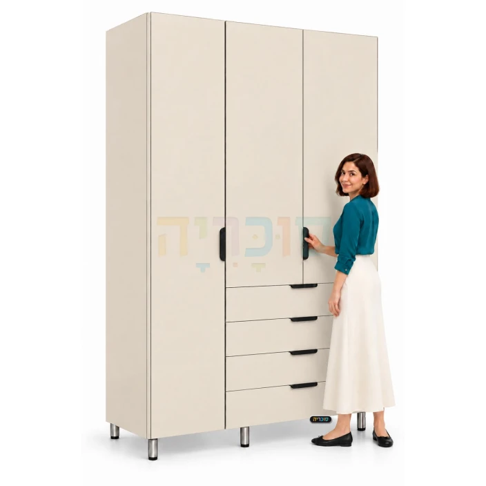 ארון 3 דלתות ו-4 מגירות דגם ספיר ברוחב 120 ס"מ