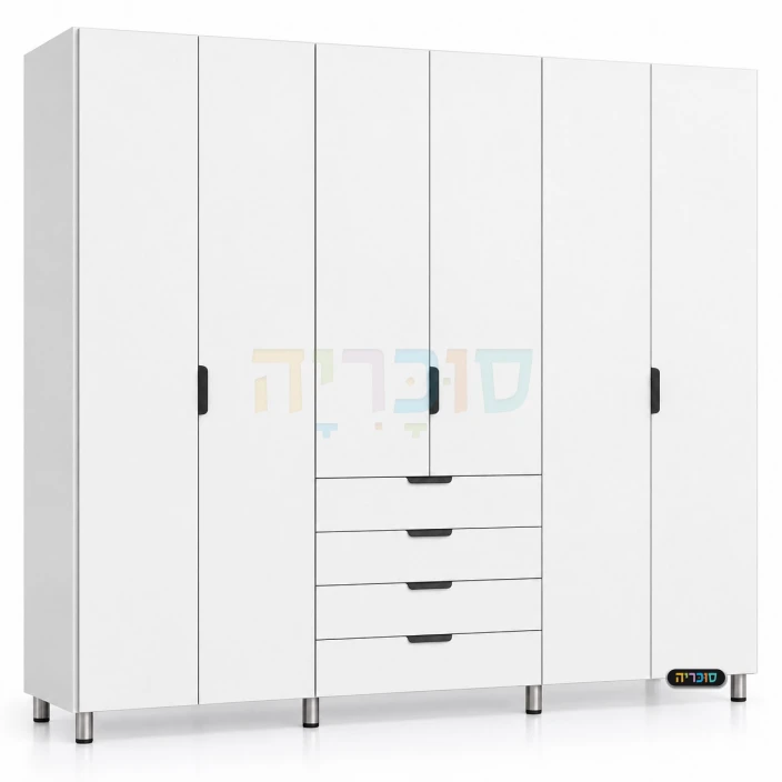 ארון 6 דלתות ו-4 מגירות דגם ספיר ברוחב 240 ס"מ