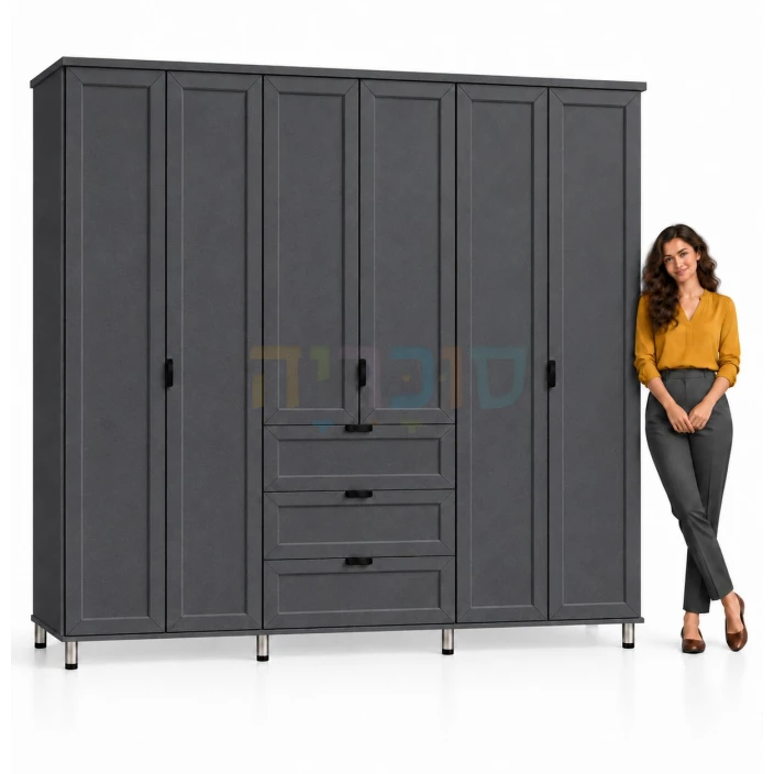 ארון 6 דלתות דגם דפנה ברוחב 240 ס"מ
