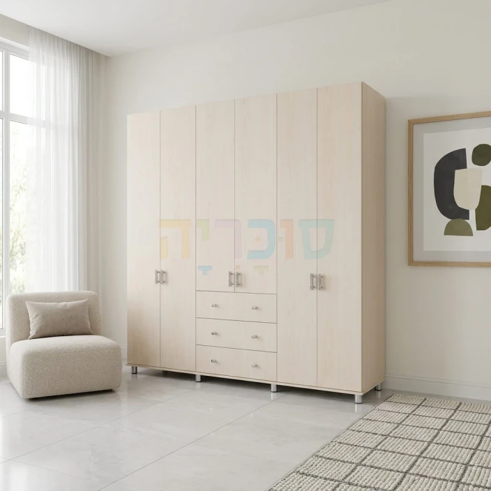 ארון 6 דלתות דגם יסמין ברוחב 240 ס"מ