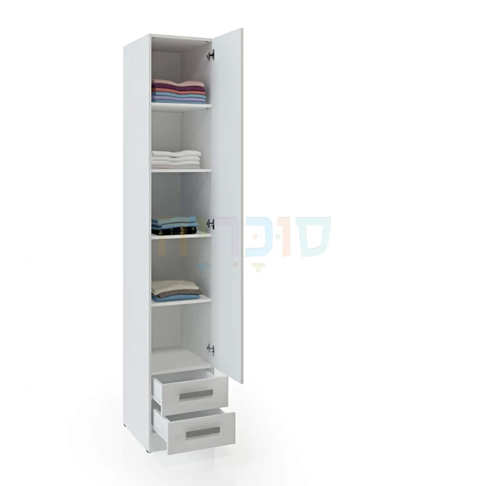 ארון יחיד דגם גילי ברוחב 40, 50 או 60 ס"מ: 2 מגירות וגוף סנדוויץ' בייצור כחול לבן