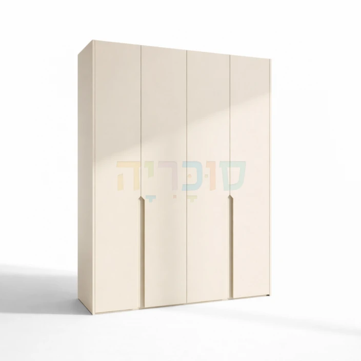 ארון 4 דלתות דגם גולי ברוחב 160 ס"מ: גימור סהרה עם ידית חריטה אינטגרלית