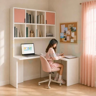 שולחן עבודה פינתי סקיצה 11 – רוחב 160/120 עם וכוורת רוכבת