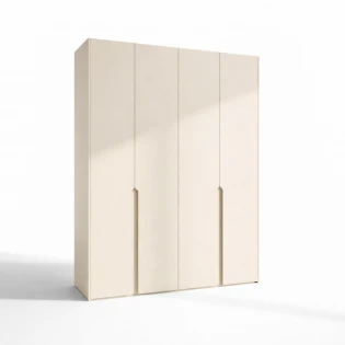 ארון 4 דלתות דגם גולי ברוחב 160 ס"מ: גימור סהרה יוקרתי עם ידית חריטה אינטגרלית וייצור כחול לבן
